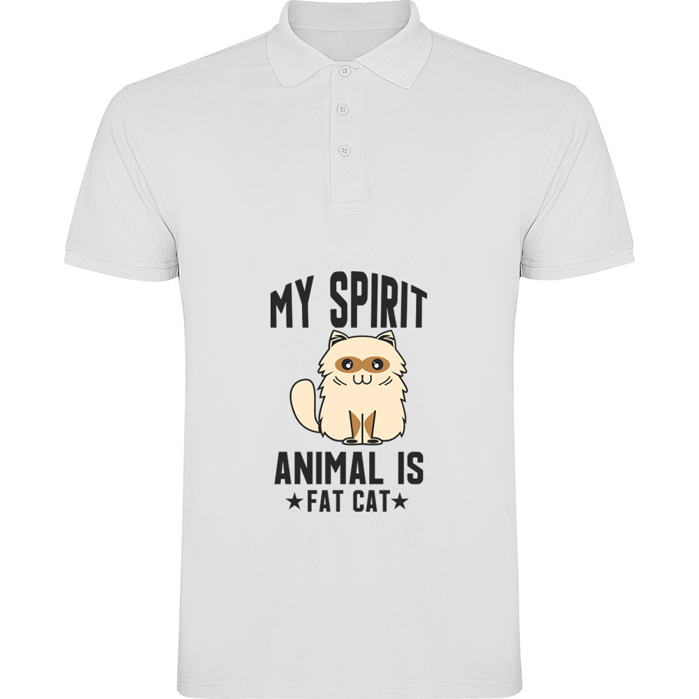 MYSPIRITANIMALISFATCAT.TP_.WHT_.jpg Tricou polo My spirit animal is fat cat, Alb - imagine 1