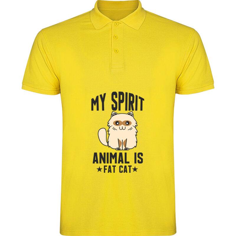 Tricou polo My spirit animal is fat cat, Galben