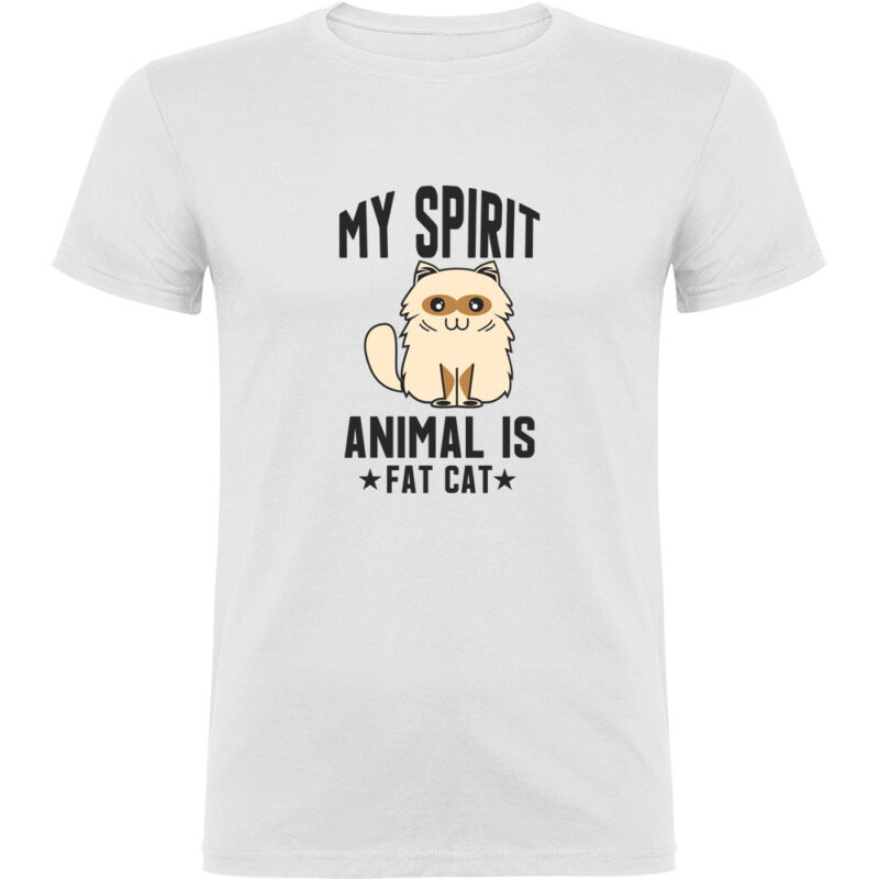 Tricou My spirit animal is fat cat, Alb