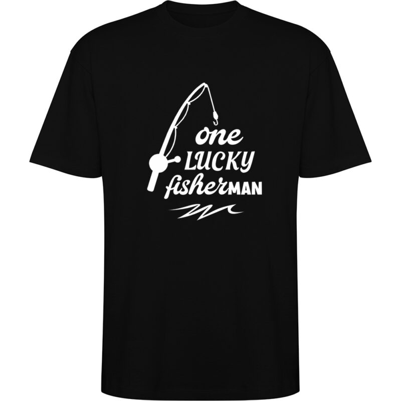 Tricou oversize One lucky fisherman, Negru