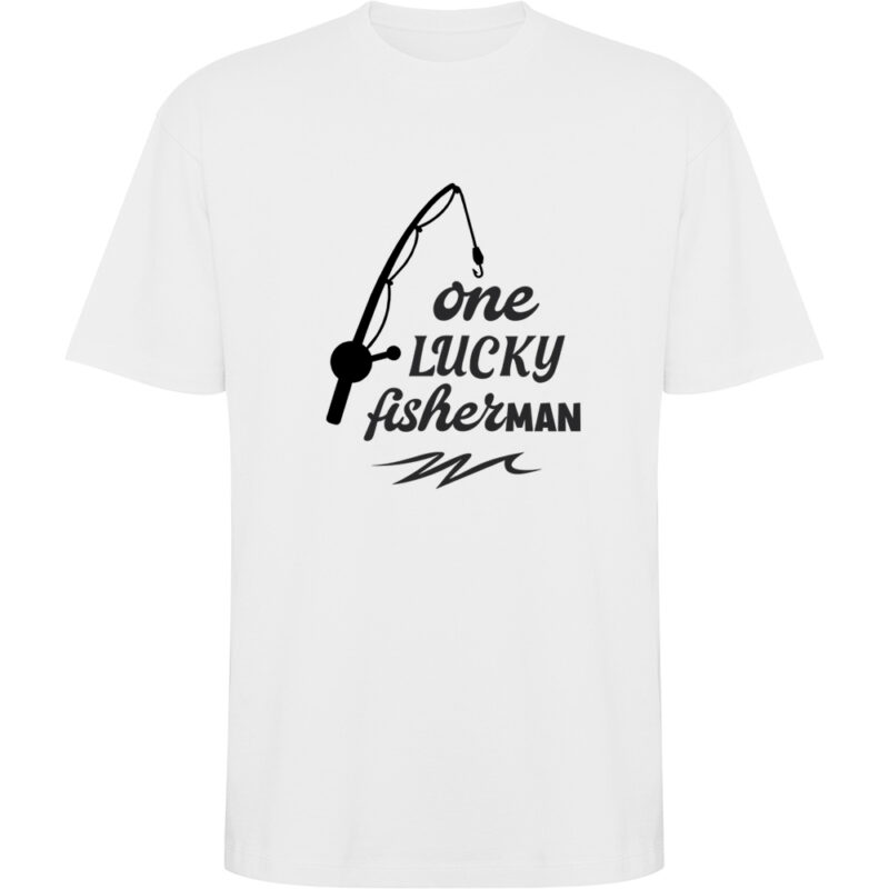 Tricou oversize One lucky fisherman, Alb
