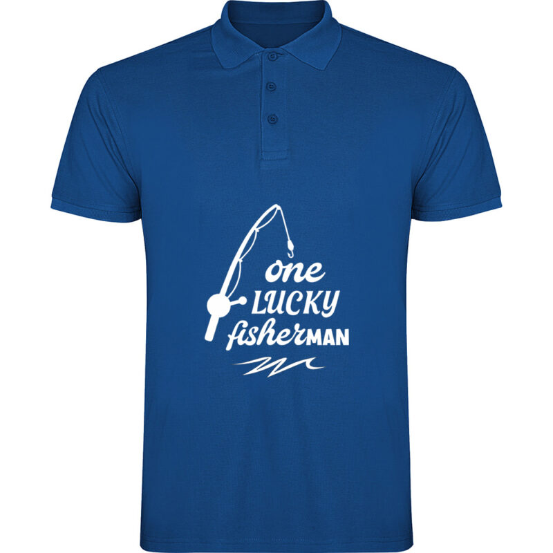 Tricou polo One lucky fisherman, Albastru
