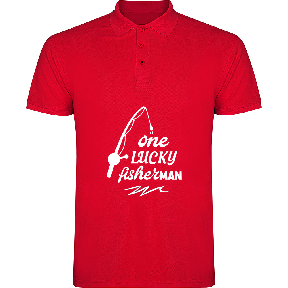 ONELUCKYFISHERMAN.TP_.RED_.jpg Tricou polo One lucky fisherman, Roșu - imagine 1