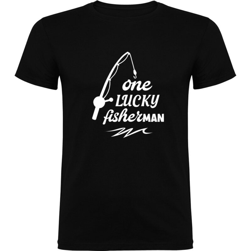 Tricou One lucky fisherman, Negru