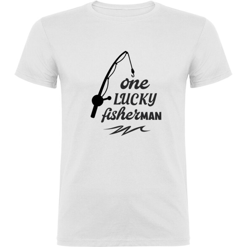 Tricou One lucky fisherman, Alb