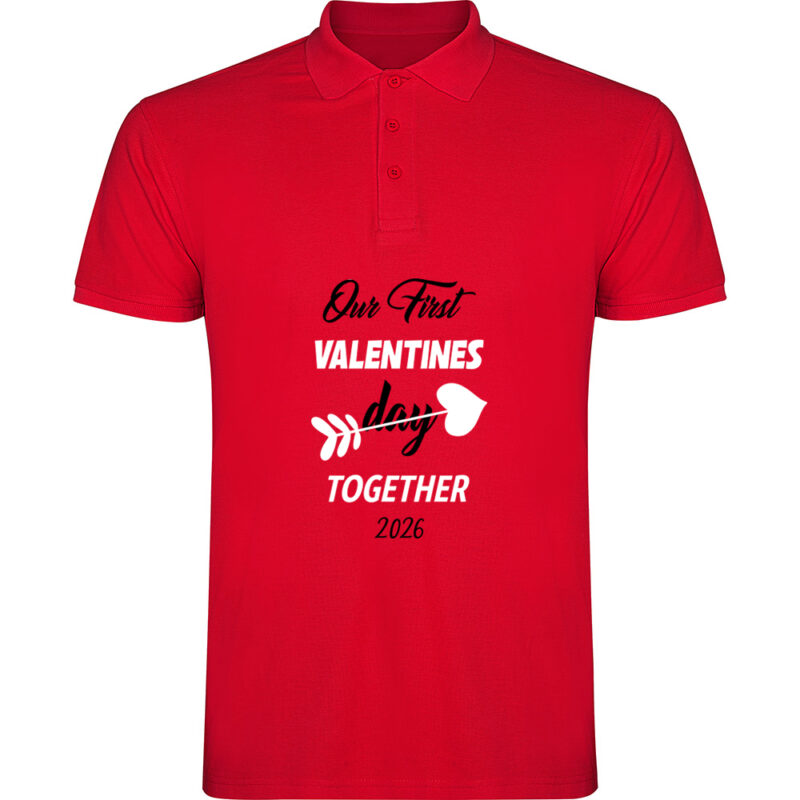 Tricou polo Our first Valentines Day, Roșu