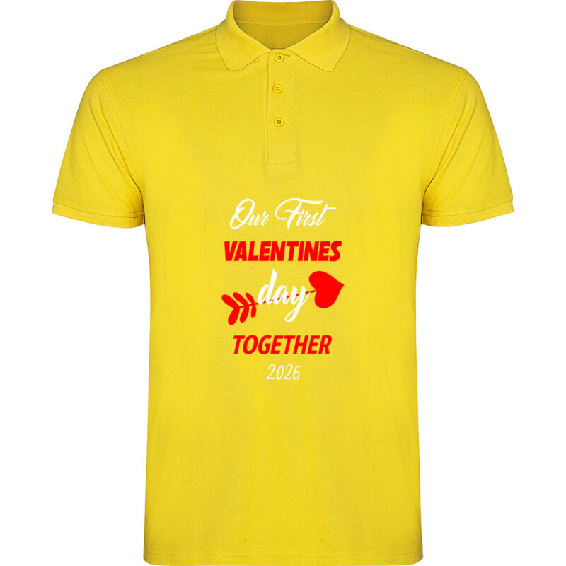 Tricou polo Our first Valentines Day, Galben