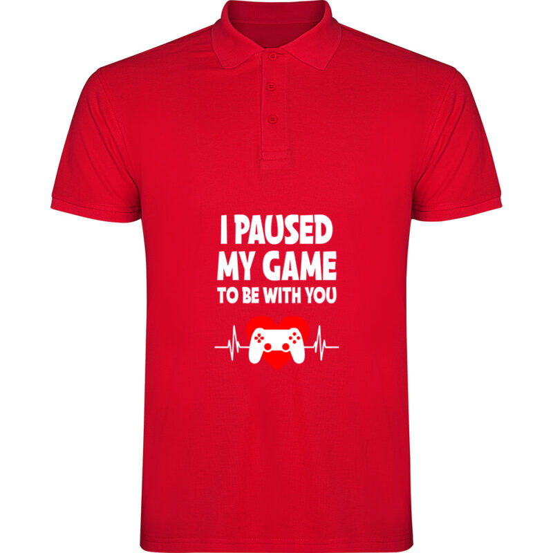 Tricou polo Paused my game to be with you, Roșu