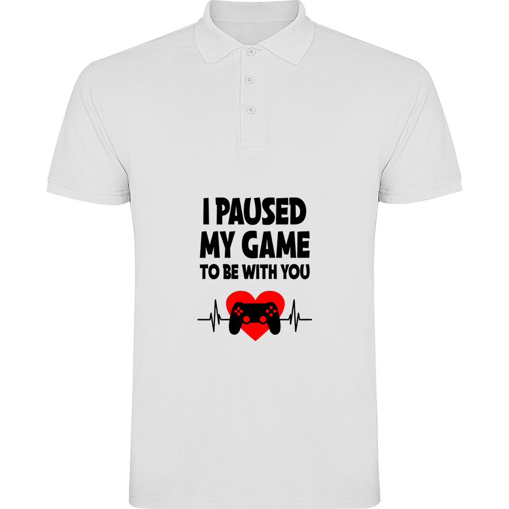 PAUSEDMYGAMETOBEWITHYOU.TP_.WHT_.jpg Tricou polo Paused my game to be with you, Alb - imagine 1