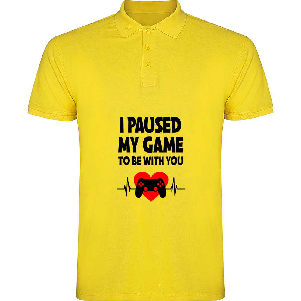 PAUSEDMYGAMETOBEWITHYOU.TP_.YEL_.jpg Tricou polo Paused my game to be with you, Galben - imagine 1