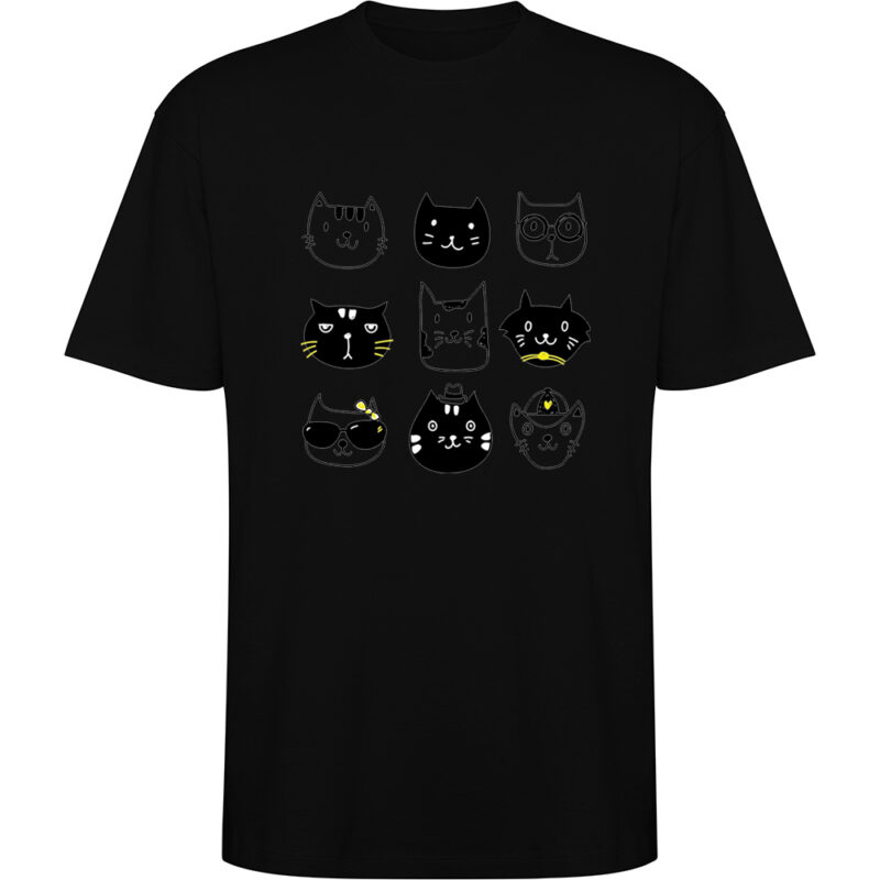 Tricou oversize Pisici, Negru