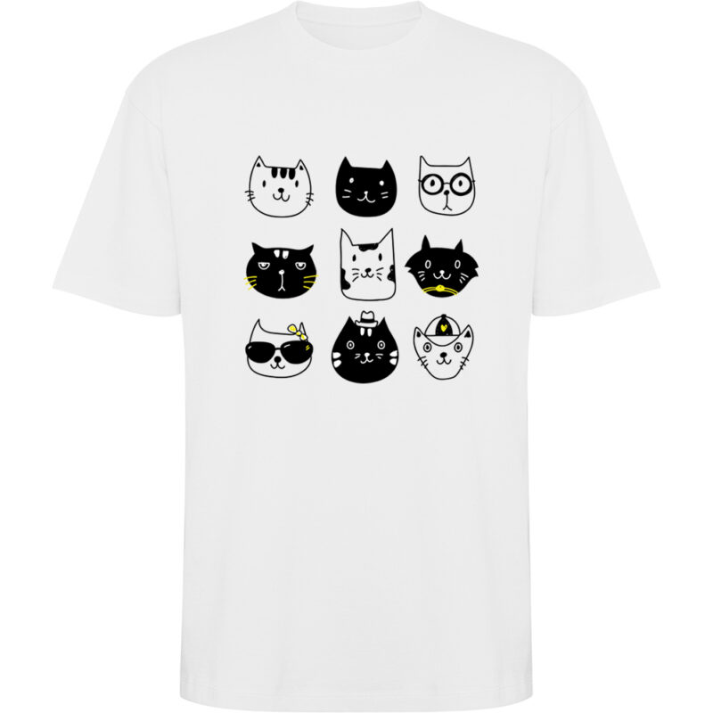 Tricou oversize Pisici, Alb