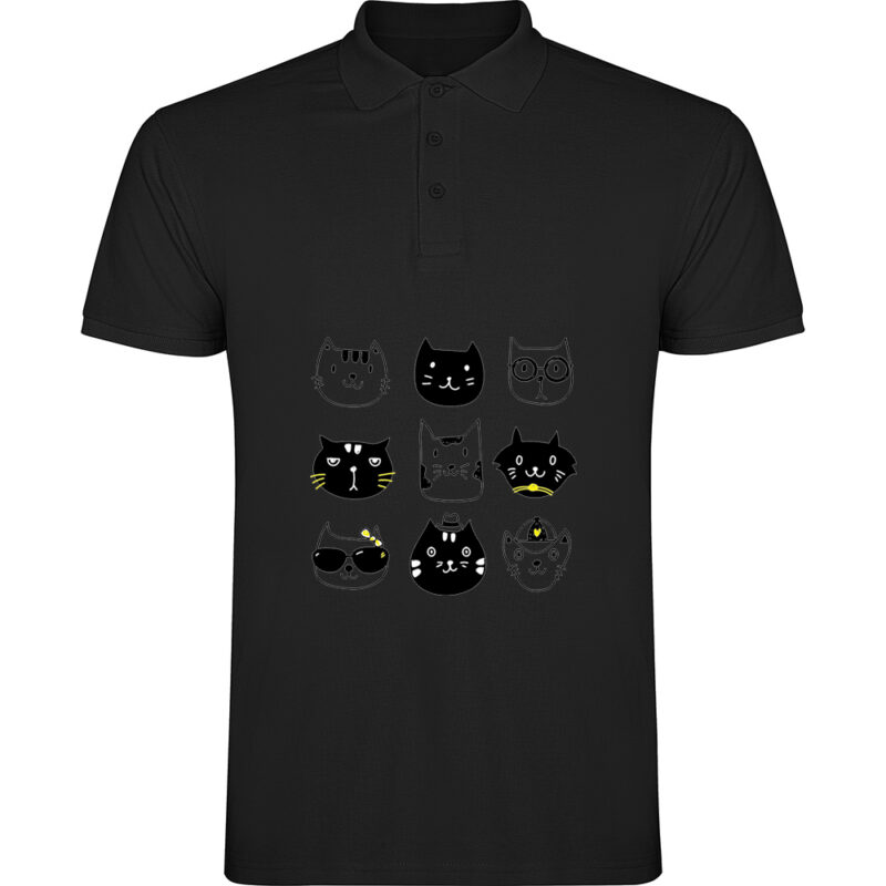 Tricou polo Pisici, Negru