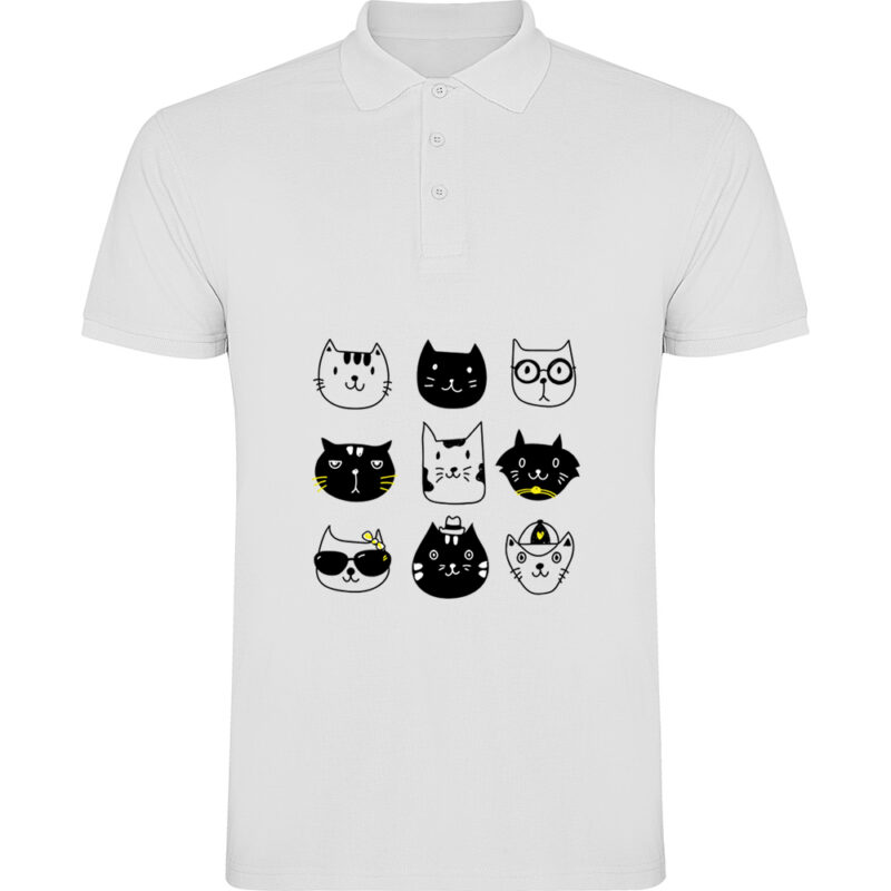 Tricou polo Pisici, Alb