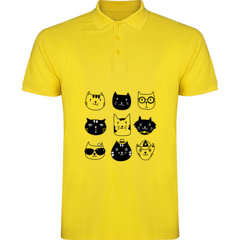 Tricou polo Pisici, Galben