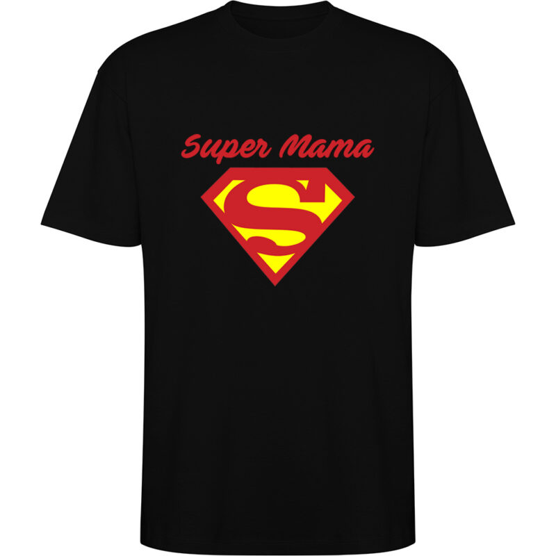 Tricou oversize Super Mama, Negru