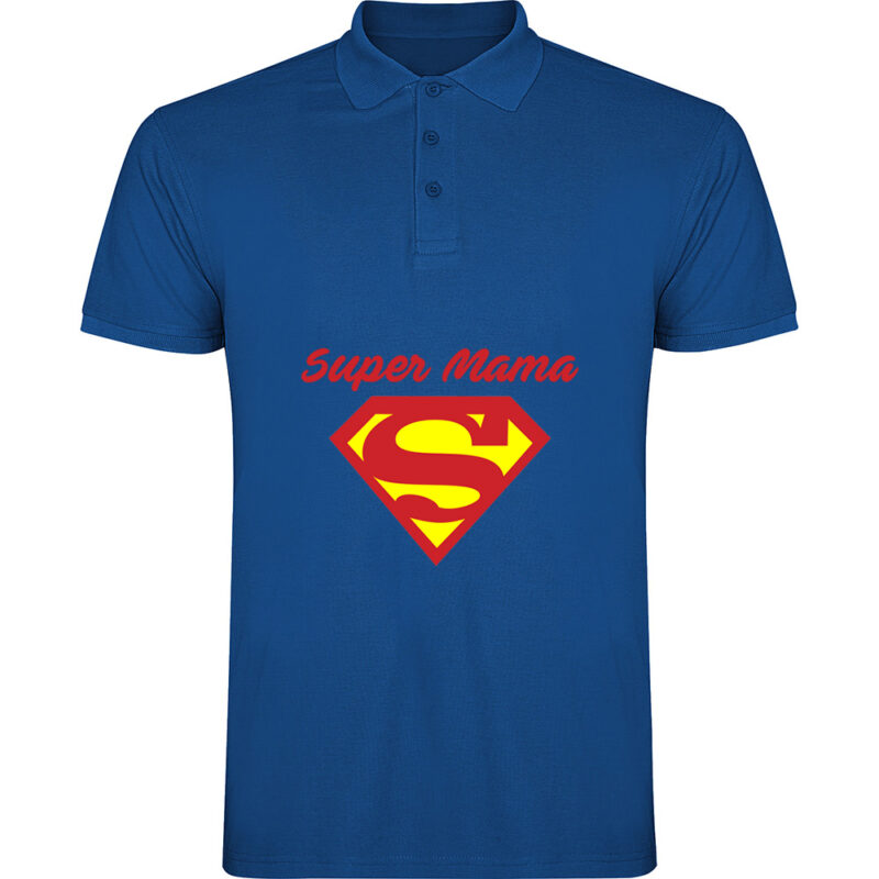 Tricou polo Super Mama, Albastru