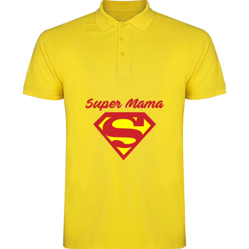 Tricou polo Super Mama, Galben