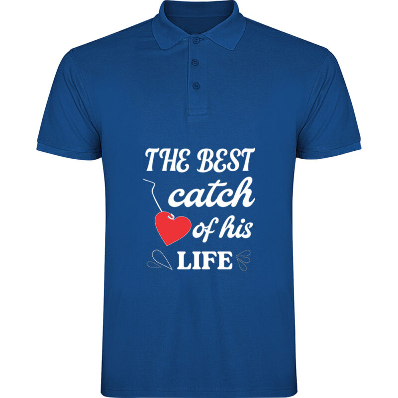 Tricou polo The best catch of his life, Albastru