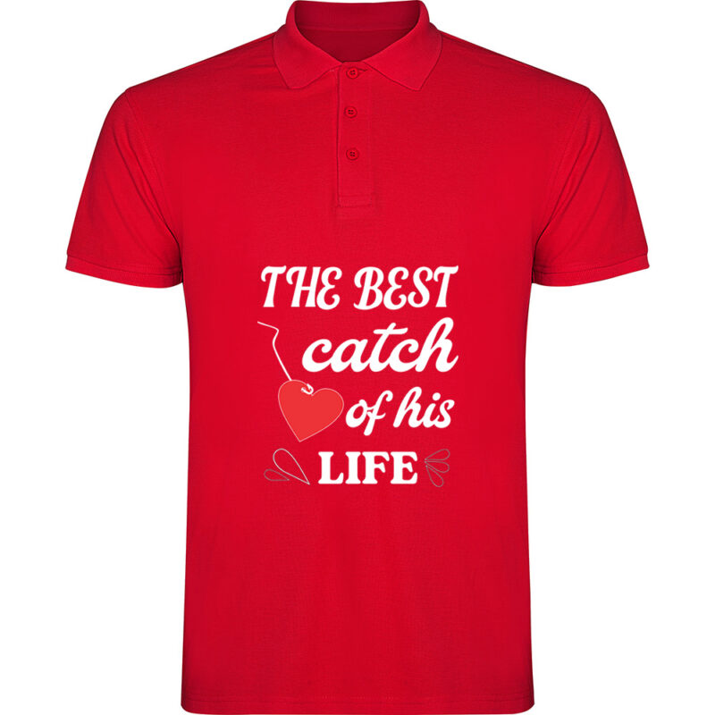 Tricou polo The best catch of his life, Roșu