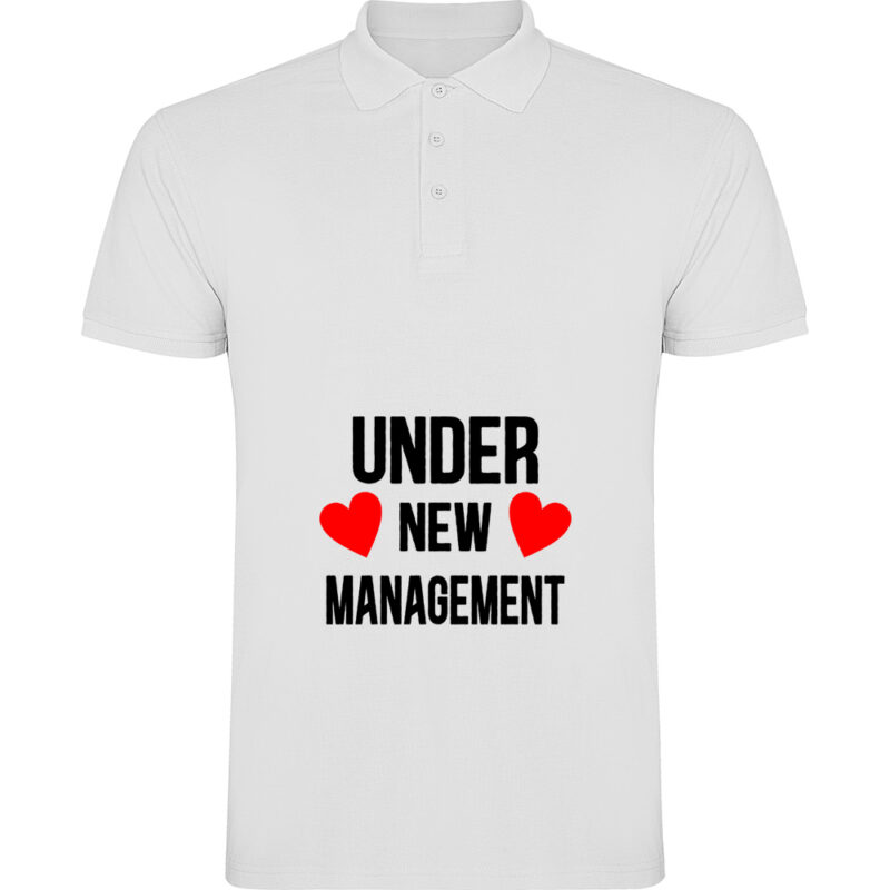 Tricou polo Under new management, Alb