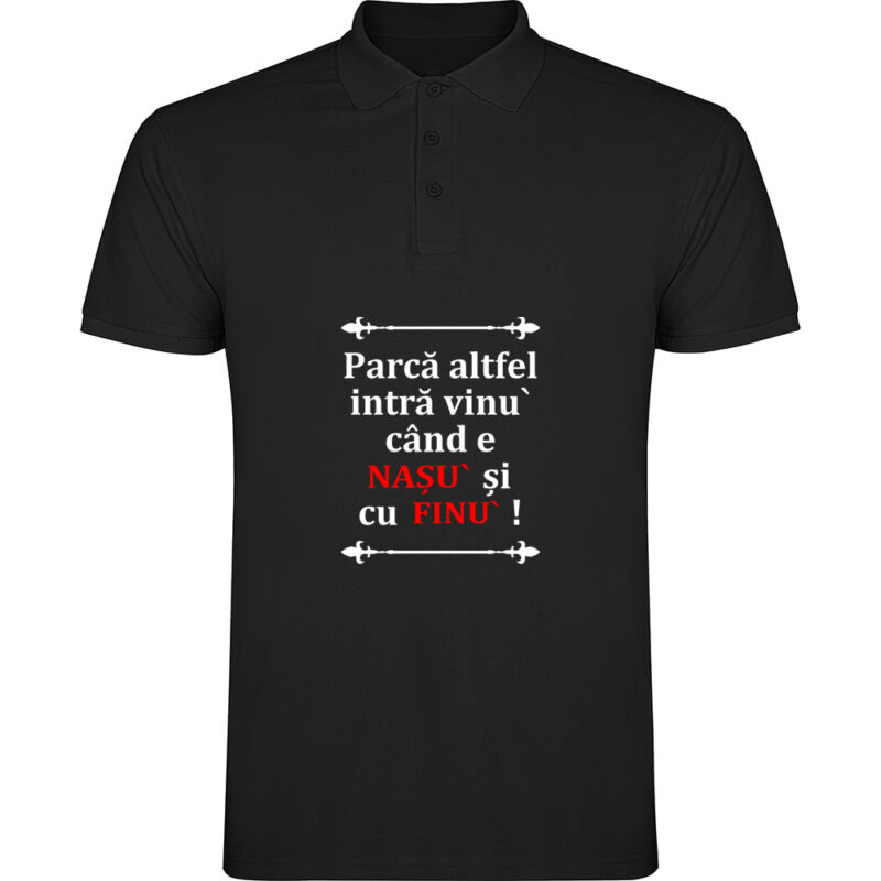 Tricou polo Vinul cu Nasu si Finul, Negru