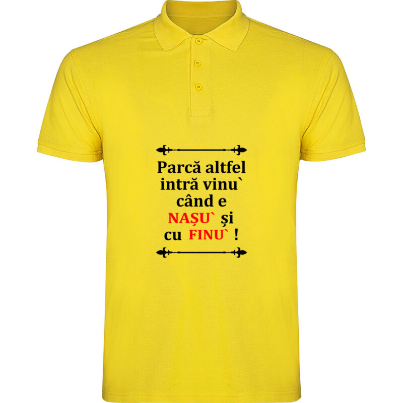 Tricou polo Vinul cu Nasu si Finul, Galben