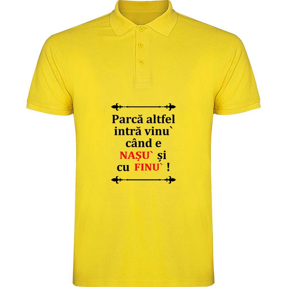 VINULCUNASUSIFINUL.TP_.YEL_.jpg Tricou polo Vinul cu Nasu si Finul, Galben - imagine 1