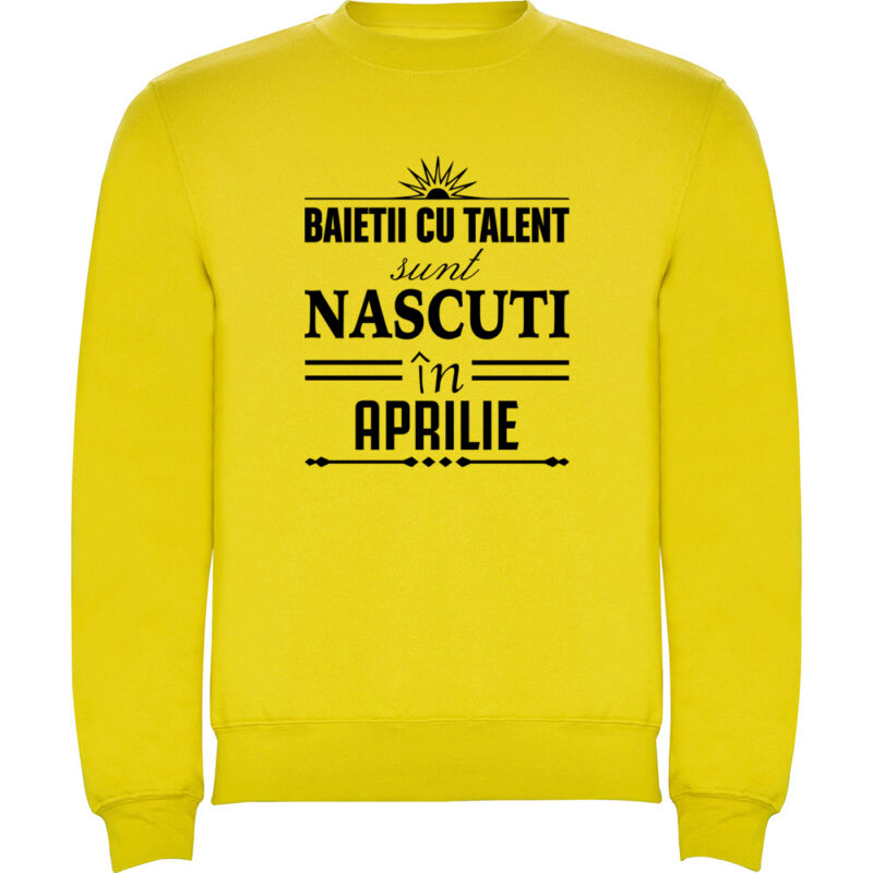 Pulover Baietii cu talent nascuti in Aprilie, Galben