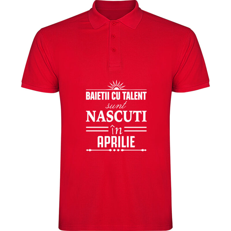 Tricou polo copii Baietii cu talent nascuti in Aprilie, Roșu