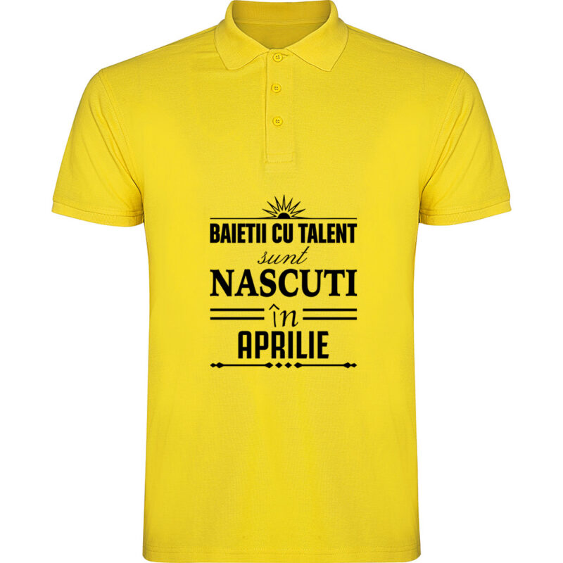 Tricou polo copii Baietii cu talent nascuti in Aprilie, Galben