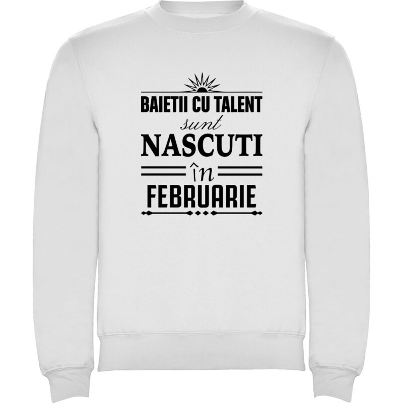 Pulover Baietii cu talent nascuti in februarie, Alb
