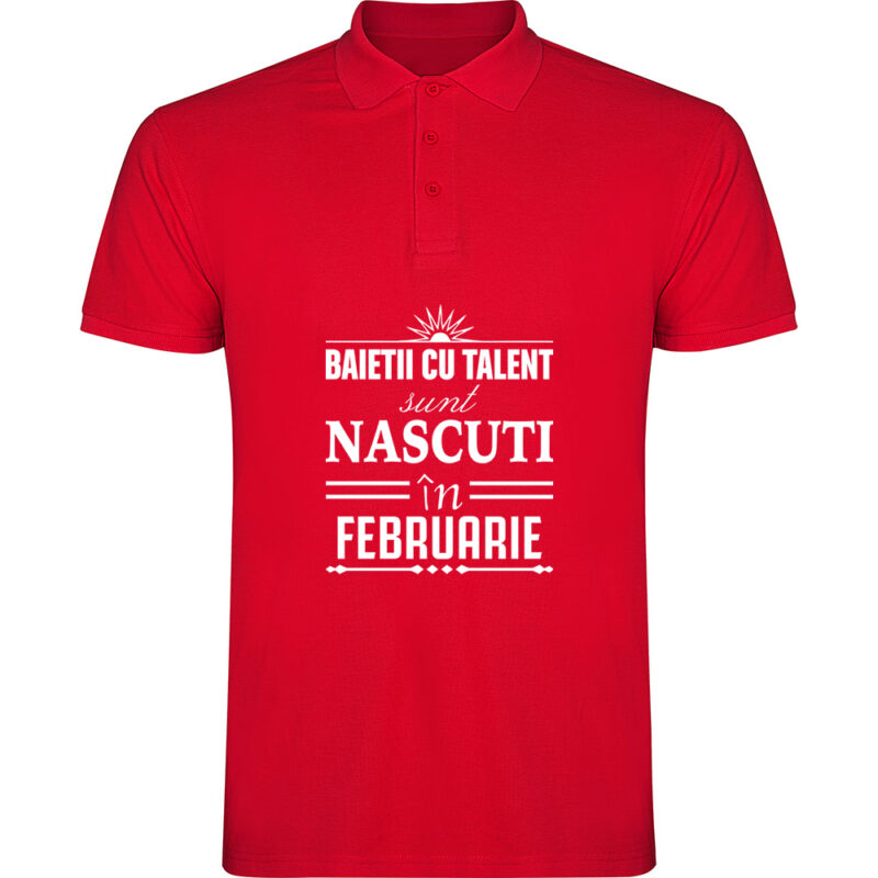 Tricou polo copii Baietii cu talent nascuti in februarie, Roșu