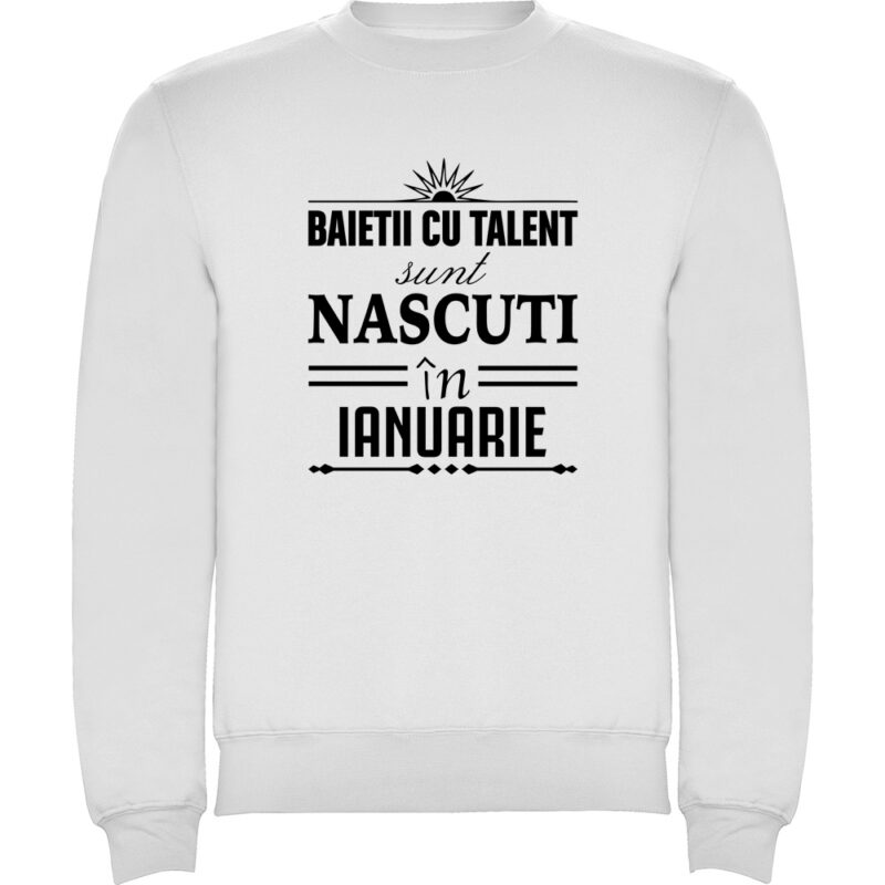 Pulover Baietii cu talent nascuti in ianuarie, Alb