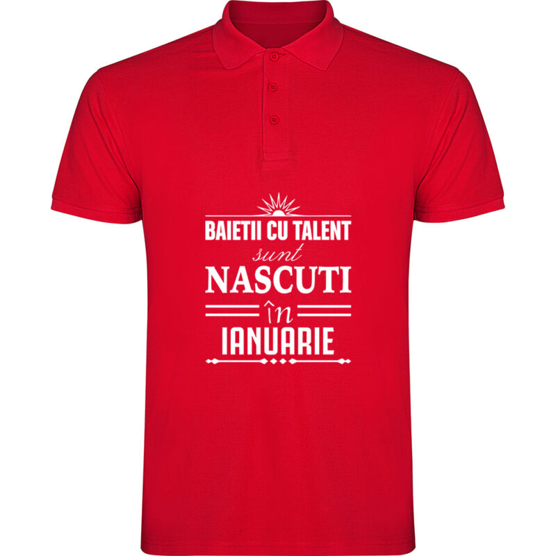 Tricou polo copii Baietii cu talent nascuti in ianuarie, Roșu