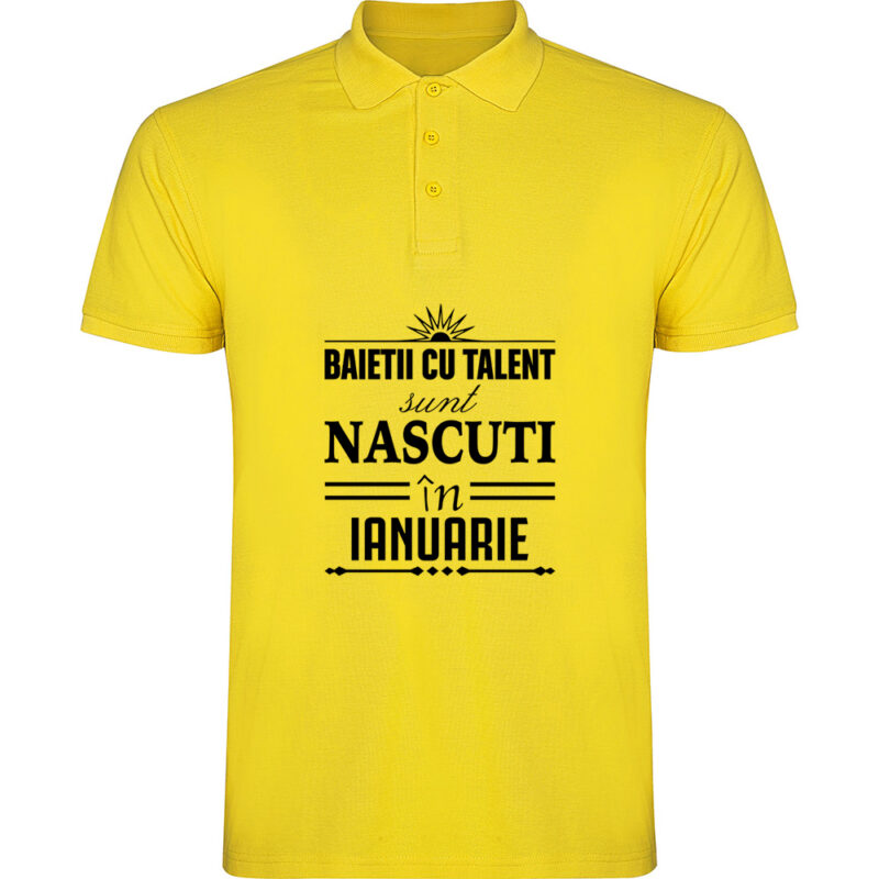 Tricou polo copii Baietii cu talent nascuti in ianuarie, Galben