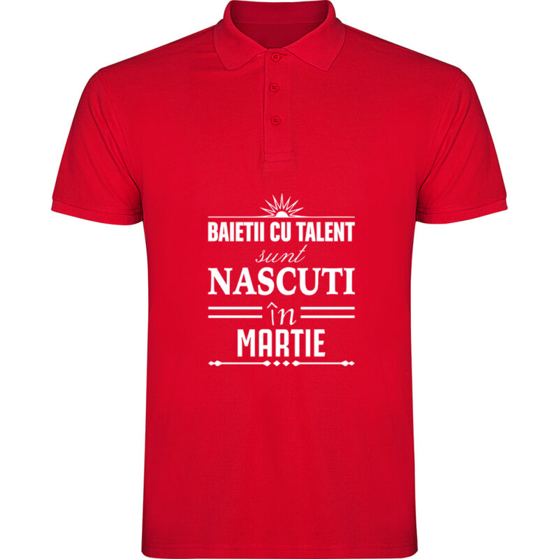 Tricou polo copii Baietii cu talent nascuti in martie, Roșu