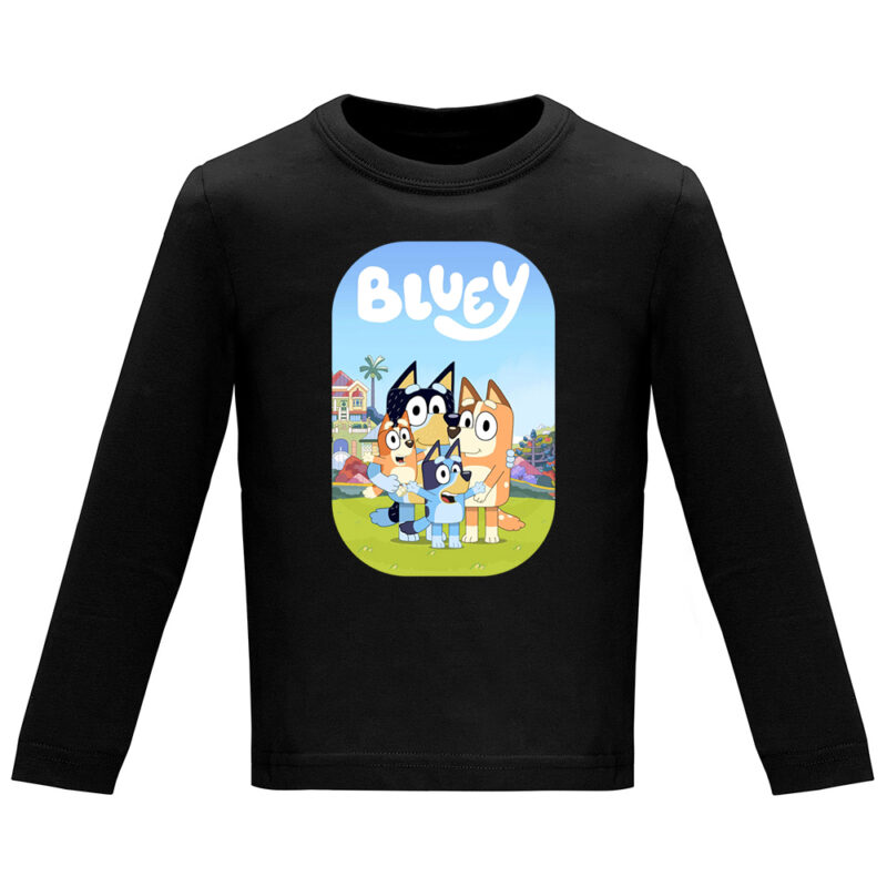 Tricou mânecă lungă copii -BLUEY (MODEL 1), Negru