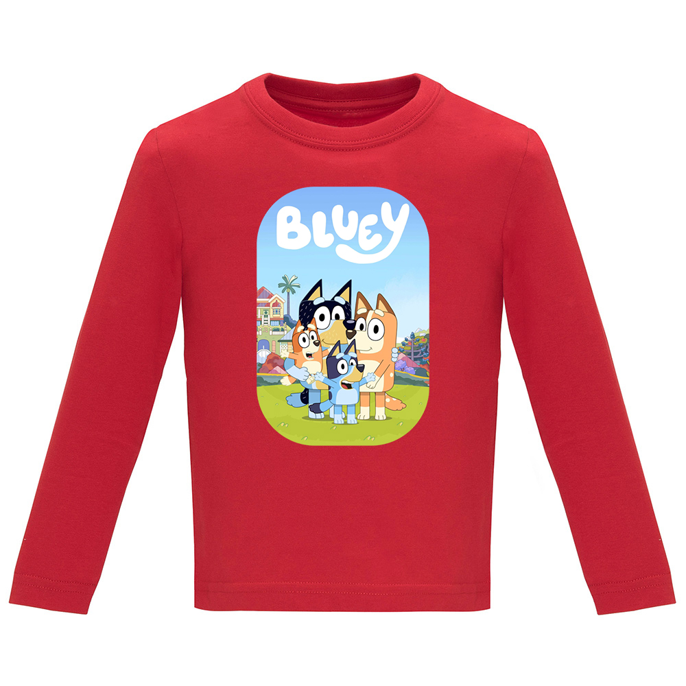 BLUEYMODEL1.TC-LS.RED_.jpg Tricou mânecă lungă copii -BLUEY (MODEL 1), Roșu - imagine 1