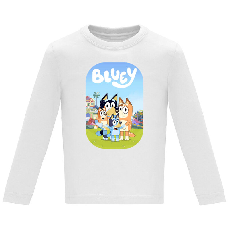 Tricou mânecă lungă copii -BLUEY (MODEL 1), Alb
