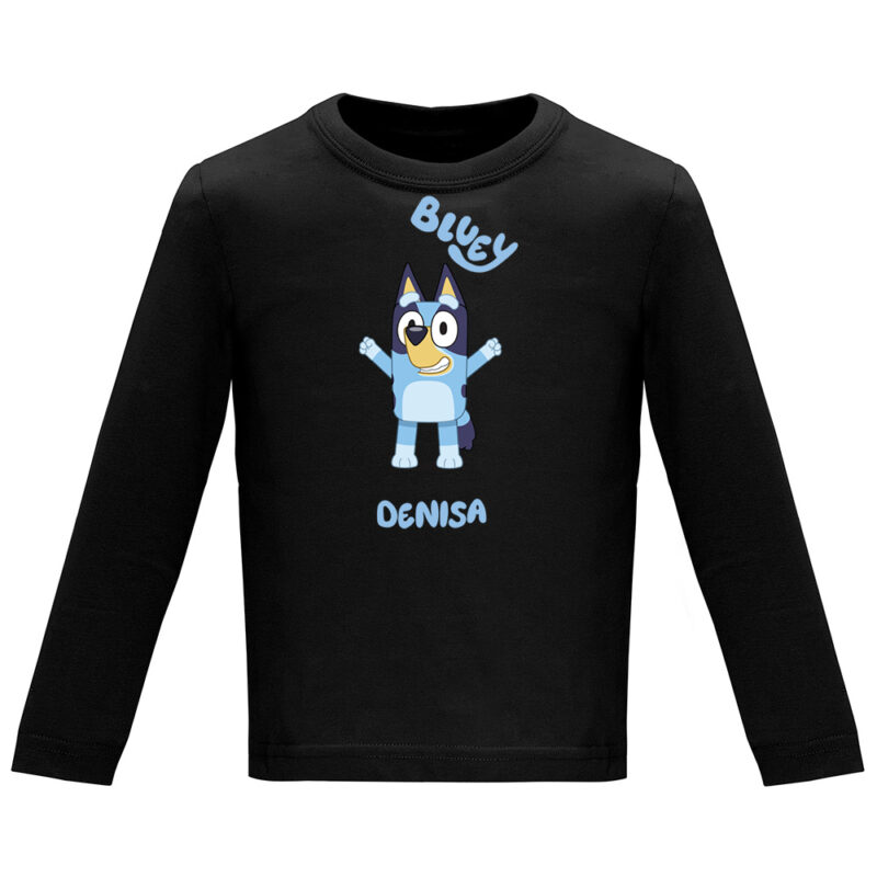 Tricou mânecă lungă copii -BLUEY (MODEL 2), Negru