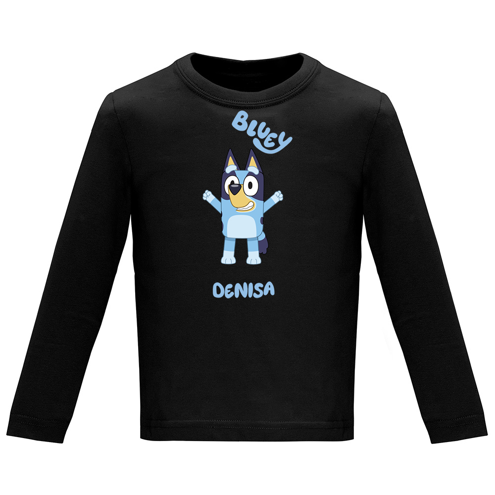 BLUEYMODEL2.TC-LS.BLK_.jpg Tricou mânecă lungă copii -BLUEY (MODEL 2), Negru - imagine 1