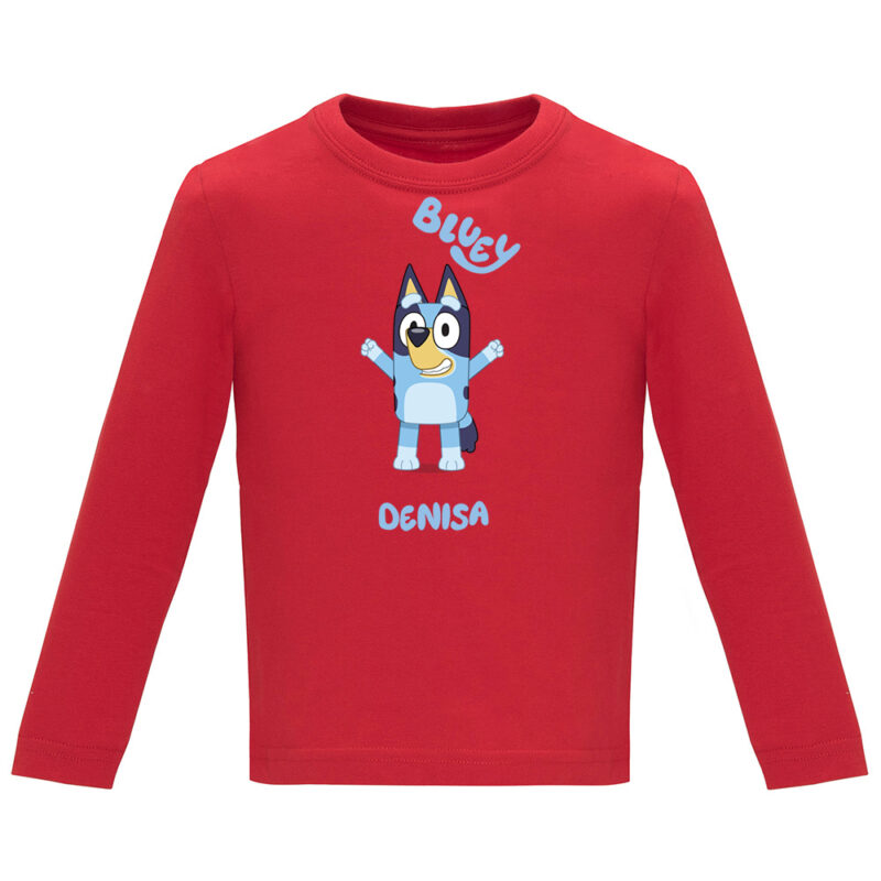 Tricou mânecă lungă copii -BLUEY (MODEL 2), Roșu
