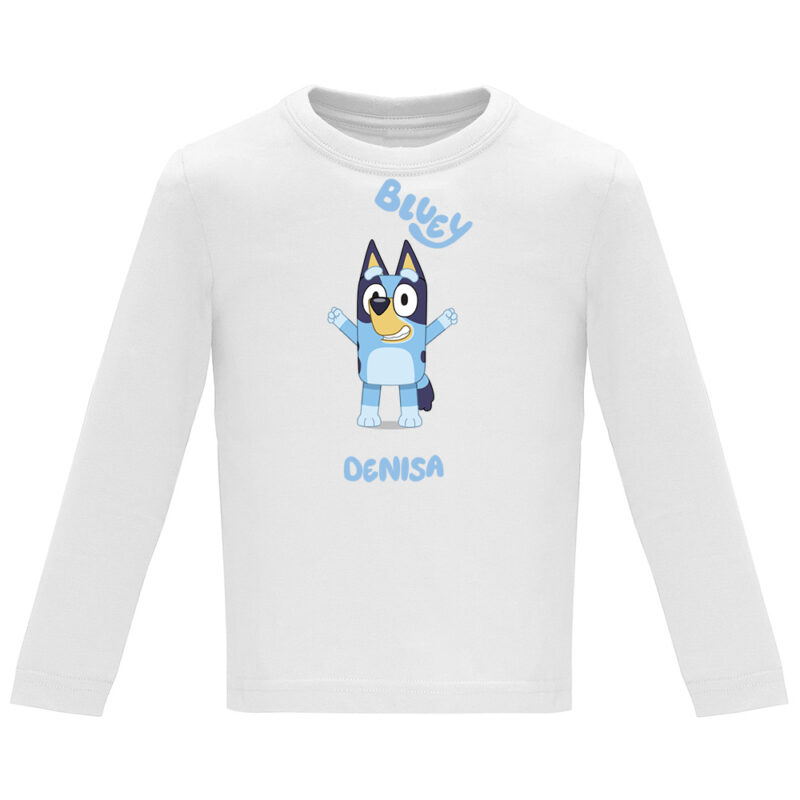 Tricou mânecă lungă copii -BLUEY (MODEL 2), Alb
