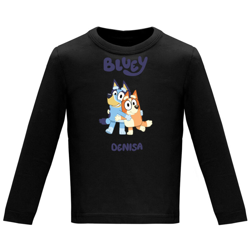 Tricou mânecă lungă copii -BLUEY (MODEL 3), Negru