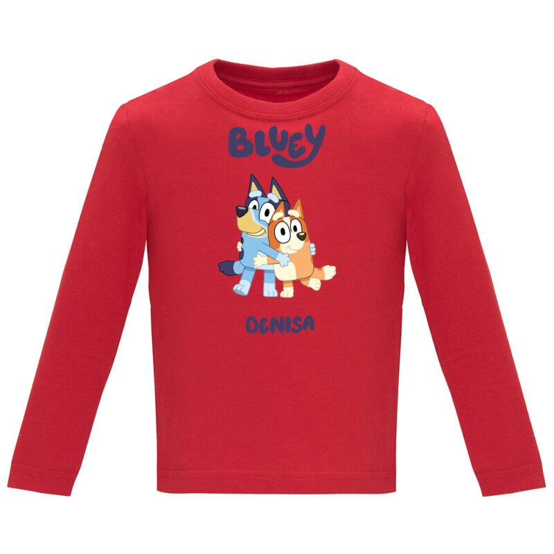 Tricou mânecă lungă copii -BLUEY (MODEL 3), Roșu