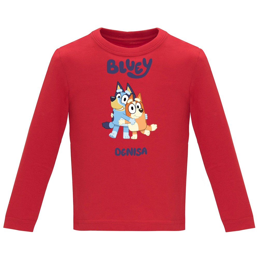 BLUEYMODEL3.TC-LS.RED_.jpg Tricou mânecă lungă copii -BLUEY (MODEL 3), Roșu - imagine 1