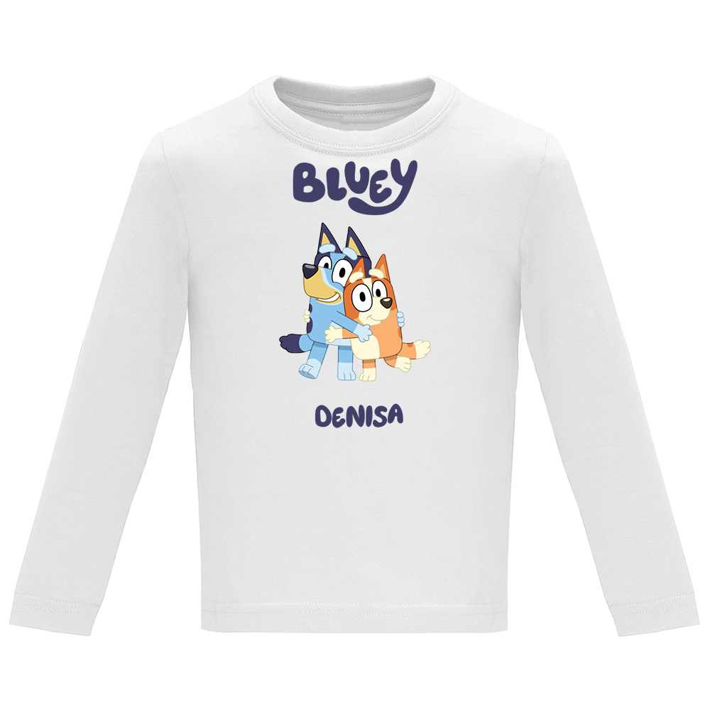 BLUEYMODEL3.TC-LS.WHT_.jpg Tricou mânecă lungă copii -BLUEY (MODEL 3), Alb - imagine 1