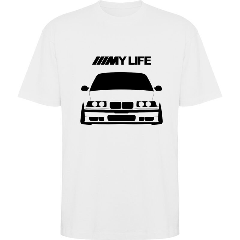 Tricou oversize BMW - My life, Alb