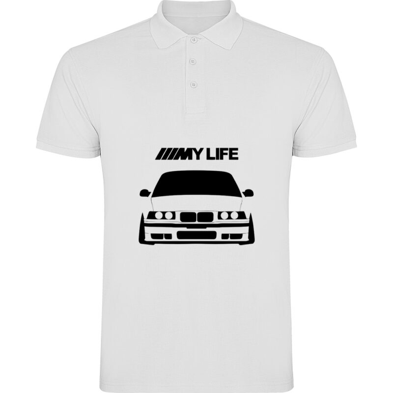 Tricou polo BMW - My life, Alb